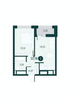 1-к квартира, вторичка, 37м2, 12/12 этаж