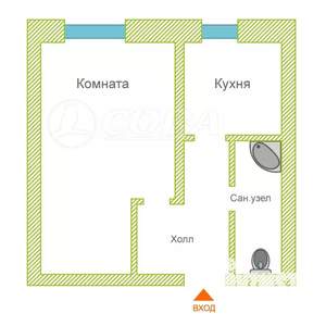 1-к квартира, вторичка, 24м2, 3/3 этаж