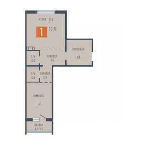 1-к квартира, вторичка, 50м2, 9/10 этаж