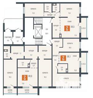 2-к квартира, вторичка, 60м2, 1/10 этаж