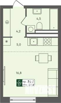 Студия квартира, строящийся дом, 31м2, 3/7 этаж