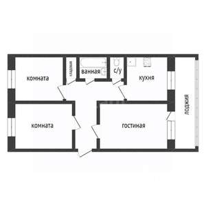 3-к квартира, вторичка, 58м2, 2/5 этаж