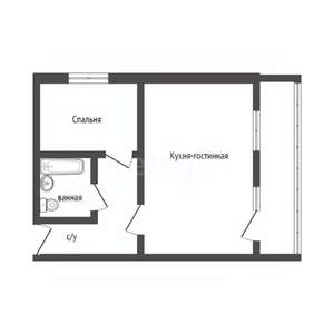 1-к квартира, вторичка, 29м2, 1/9 этаж