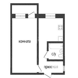 1-к квартира, вторичка, 32м2, 1/5 этаж