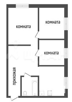 3-к квартира, вторичка, 49м2, 1/5 этаж