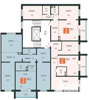 3-к квартира, сданный дом, 101м2, 10/10 этаж