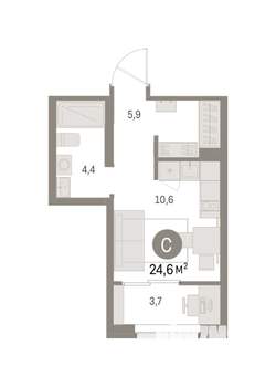 Студия квартира, вторичка, 25м2, 6/9 этаж