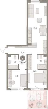 2-к квартира, вторичка, 79м2, 2/15 этаж