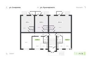 2-к квартира, вторичка, 54м2, 1/4 этаж