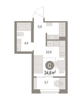 Студия квартира, вторичка, 25м2, 6/15 этаж