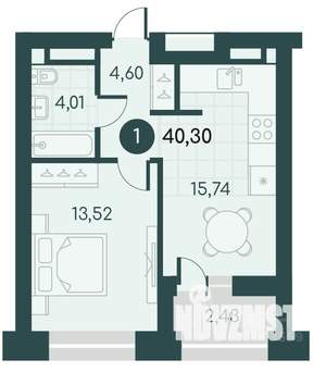 1-к квартира, вторичка, 40м2, 9/12 этаж