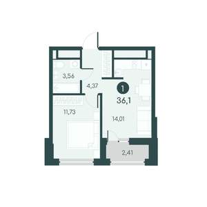1-к квартира, вторичка, 36м2, 10/12 этаж