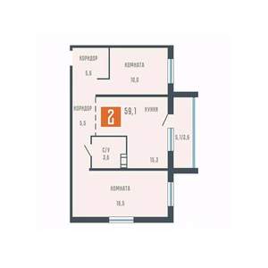 2-к квартира, вторичка, 59м2, 4/10 этаж