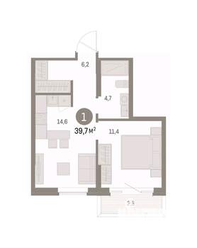 1-к квартира, вторичка, 40м2, 2/15 этаж
