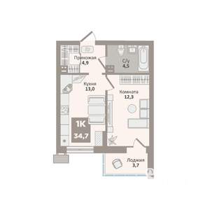 1-к квартира, вторичка, 35м2, 8/9 этаж