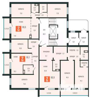 2-к квартира, сданный дом, 59м2, 1/10 этаж