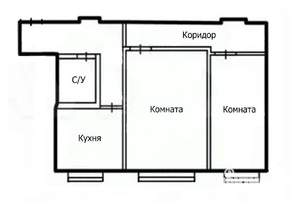 2-к квартира, вторичка, 43м2, 1/4 этаж