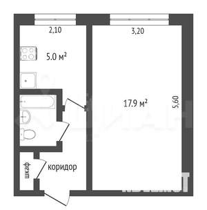 1-к квартира, вторичка, 31м2, 3/6 этаж