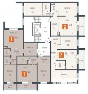 2-к квартира, вторичка, 59м2, 4/10 этаж