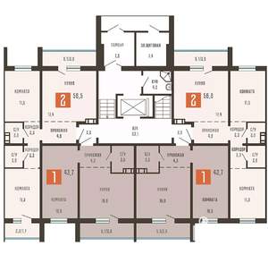 2-к квартира, сданный дом, 57м2, 1/10 этаж