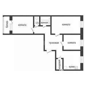 3-к квартира, вторичка, 61м2, 7/9 этаж