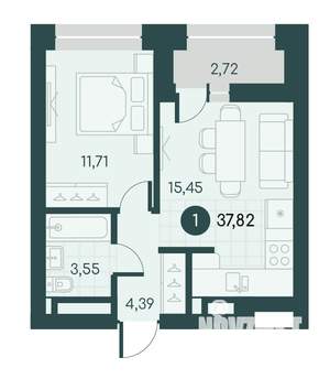 1-к квартира, вторичка, 38м2, 10/12 этаж