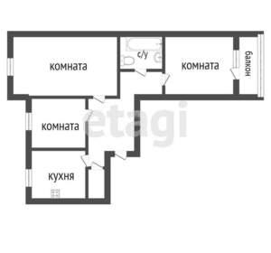 3-к квартира, вторичка, 63м2, 9/9 этаж