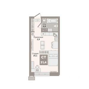 Студия квартира, вторичка, 31м2, 2/9 этаж