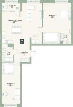 2-к квартира, вторичка, 94м2, 6/12 этаж