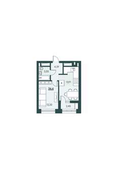 1-к квартира, вторичка, 37м2, 5/12 этаж