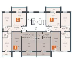 2-к квартира, вторичка, 57м2, 7/10 этаж