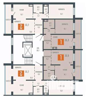2-к квартира, вторичка, 52м2, 9/10 этаж