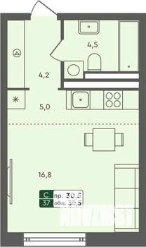 Студия квартира, строящийся дом, 31м2, 5/7 этаж