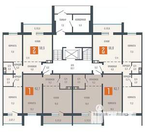 2-к квартира, вторичка, 57м2, 1/10 этаж