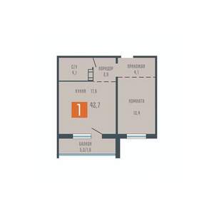 1-к квартира, вторичка, 43м2, 10/10 этаж