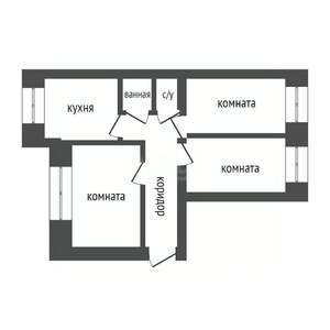 3-к квартира, вторичка, 68м2, 2/5 этаж