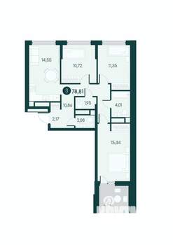 3-к квартира, вторичка, 79м2, 6/12 этаж