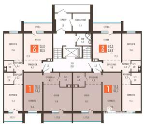 2-к квартира, сданный дом, 57м2, 1/10 этаж