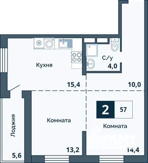 Студия квартира, сданный дом, 57м2, 10/19 этаж