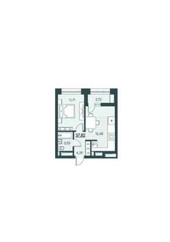 1-к квартира, вторичка, 38м2, 2/12 этаж