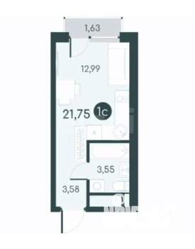 Студия квартира, вторичка, 22м2, 4/12 этаж