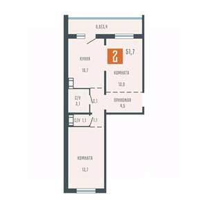 2-к квартира, вторичка, 52м2, 4/10 этаж