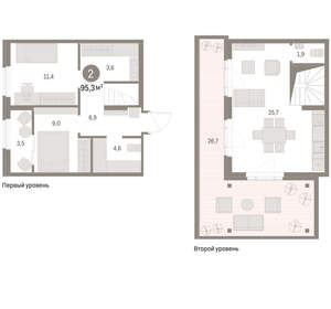 2-к квартира, вторичка, 95м2, 8/15 этаж
