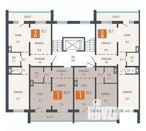 2-к квартира, вторичка, 52м2, 9/10 этаж