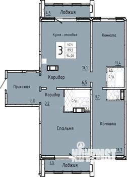 3-к квартира, строящийся дом, 94м2, 8/17 этаж