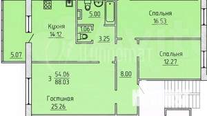 3-к квартира, вторичка, 86м2, 4/10 этаж