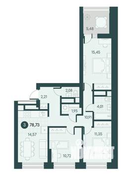 3-к квартира, вторичка, 79м2, 3/12 этаж