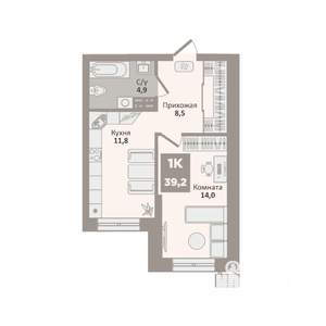 1-к квартира, вторичка, 39м2, 2/9 этаж
