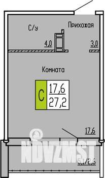 Студия квартира, строящийся дом, 27м2, 6/10 этаж