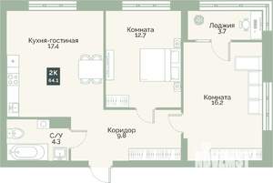 Студия квартира, вторичка, 64м2, 5/12 этаж